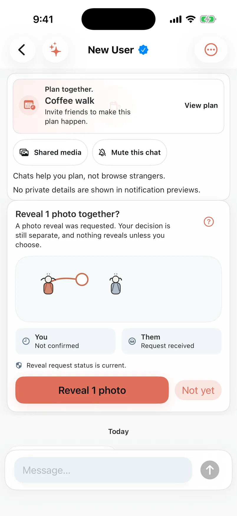 PostLane Mutual Consent screen before a fictional reveal